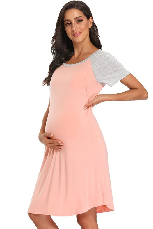 Mini dresses with fringe for a bohemian style Two-tone Maternity & Nursing Sleep Nightgown Mini dresses with fringe for a bohemian style Two-tone Maternity & Nursing Sleep Nightgown