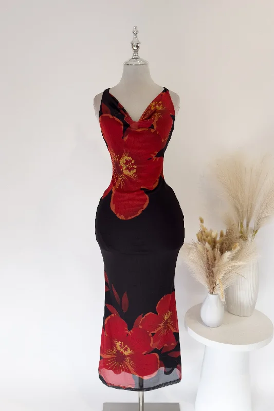 Midi dresses with belted waists to accentuate the figure Kaeli Floral Maxi Dress
