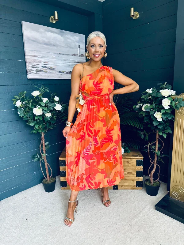 Midi dresses with button - down skirts for a unique and functional design Kimberly One Shoulder Midi Dress Amber Midi dresses with button - down skirts for a unique and functional design Kimberly One Shoulder Midi Dress Amber