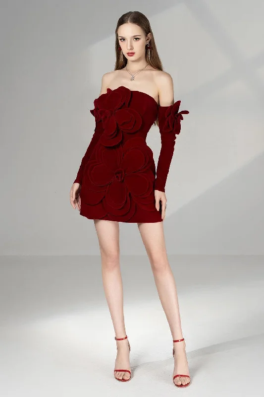 Sheer mini dresses with lace inserts Amora A-line Cold Shoulder Sleeved Velvet Mini Dress Sheer mini dresses with lace inserts Amora A-line Cold Shoulder Sleeved Velvet Mini Dress