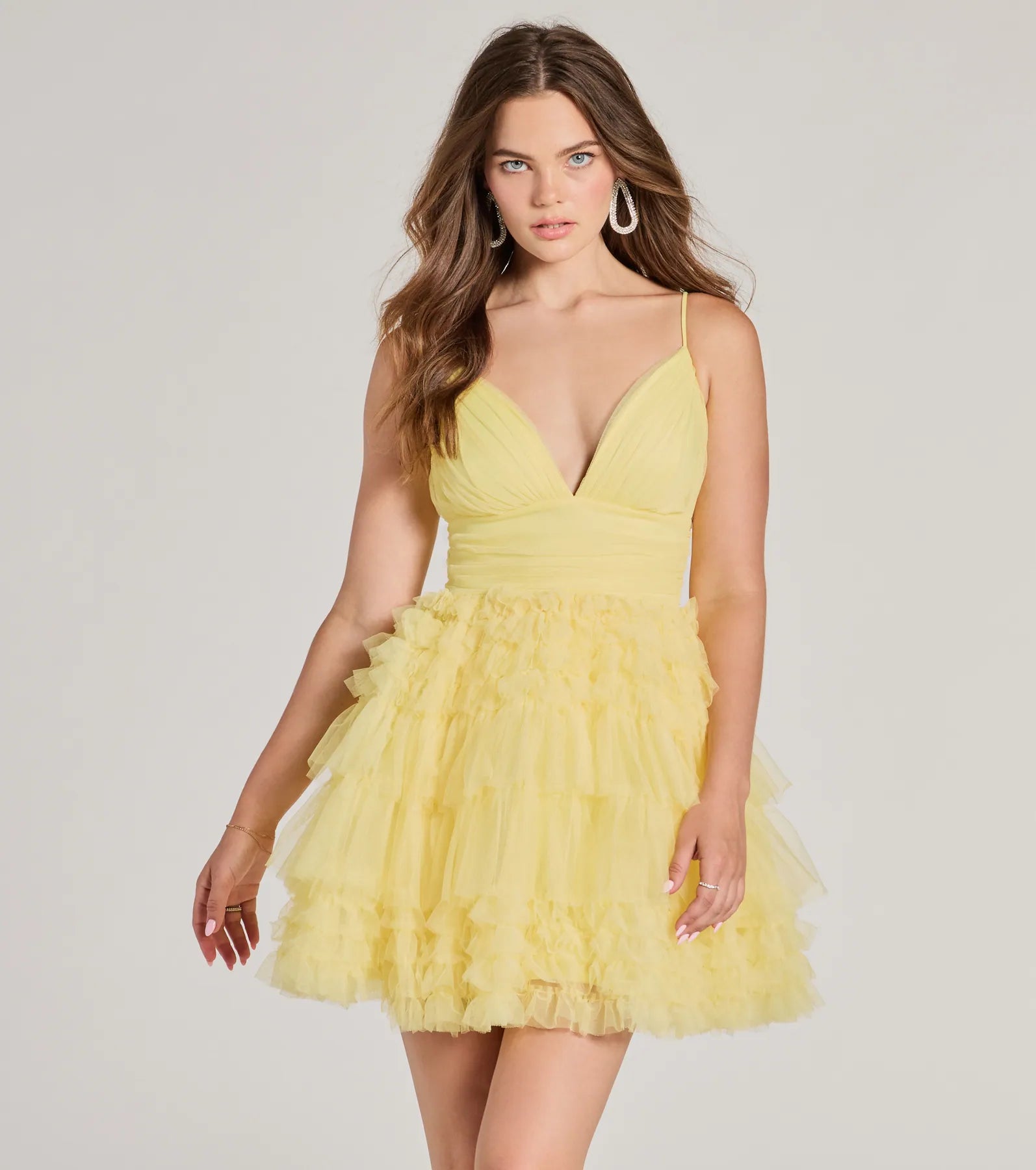 Mini dresses with off - the - shoulder styles Katalina V-Neck Ruffle A-Line Party Dress Mini dresses with off - the - shoulder styles Katalina V-Neck Ruffle A-Line Party Dress
