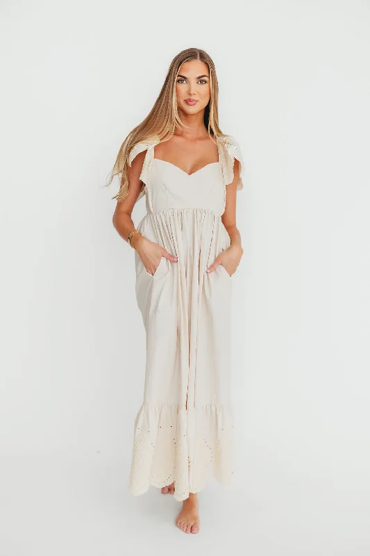 Midi dresses with abstract art prints for an artistic statement Brooklyn 100% Cotton Eyelet Detail Maxi Dress in Natural Midi dresses with abstract art prints for an artistic statement Brooklyn 100% Cotton Eyelet Detail Maxi Dress in Natural