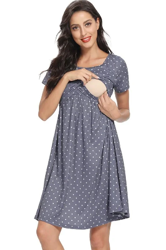Mini dresses with keyhole necklines Solid Short Sleeves Maternity & Nursing Dress