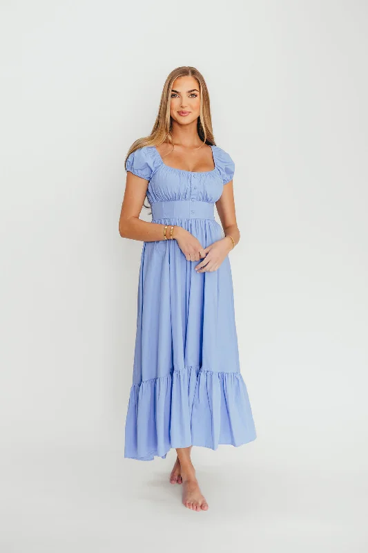 Midi dresses with cotton - blend materials for everyday comfort Hannah Midi Dress in Light Blue Midi dresses with cotton - blend materials for everyday comfort Hannah Midi Dress in Light Blue
