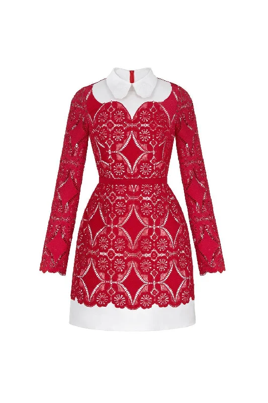 Cotton mini dresses for a comfortable everyday option Isabella A-line Long Sleeved Lace Mini Dress Cotton mini dresses for a comfortable everyday option Isabella A-line Long Sleeved Lace Mini Dress