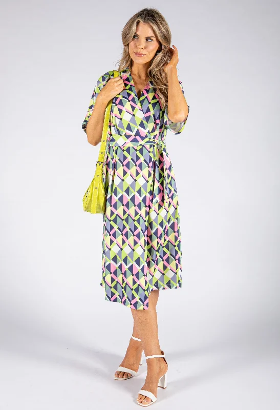 Midi dresses with button - down skirts for a unique and functional design Lime Geo Dress Midi dresses with button - down skirts for a unique and functional design Lime Geo Dress