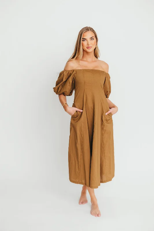 Midi dresses with lace - up fronts for a unique and adjustable style Serenity Off-The-Shoulder Midi Dress in Coconut Midi dresses with lace - up fronts for a unique and adjustable style Serenity Off-The-Shoulder Midi Dress in Coconut