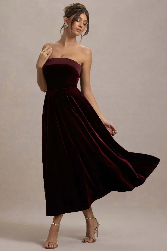 Midi dresses with printed lining for a hidden and stylish detail Delray | Port Velvet Bandeau Midi Dress Midi dresses with printed lining for a hidden and stylish detail Delray | Port Velvet Bandeau Midi Dress