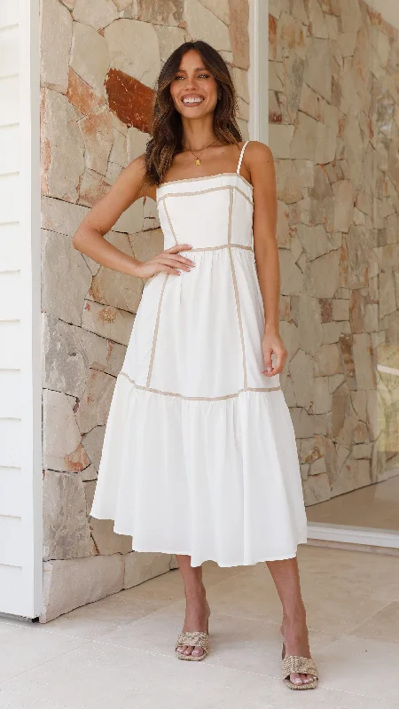 Midi dresses with cotton - blend materials for everyday comfort Baina Midi Dress - White / Beige