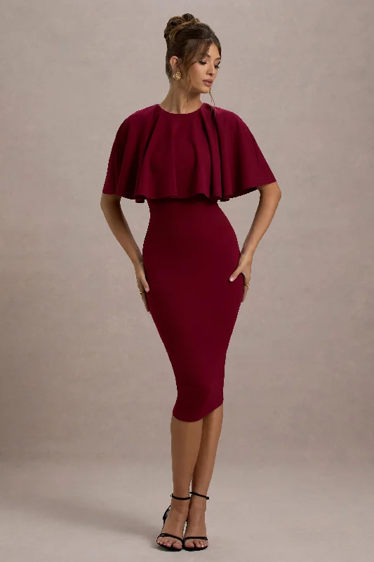 Midi dresses with patchwork patterns for a one - of - a - kind style Andorra | Berry Bodycon Cape Midi Dress Midi dresses with patchwork patterns for a one - of - a - kind style Andorra | Berry Bodycon Cape Midi Dress