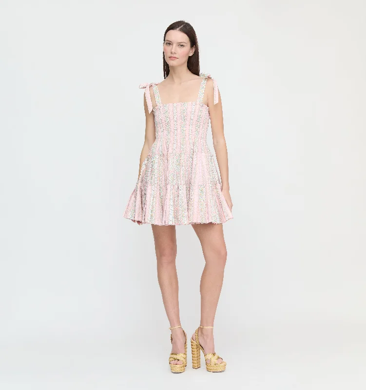 Mini dresses with button - down fronts The Hill House x La Coqueta Ribbon Charlotte Nap Dress - Pink Floral Stripe Mini dresses with button - down fronts The Hill House x La Coqueta Ribbon Charlotte Nap Dress - Pink Floral Stripe
