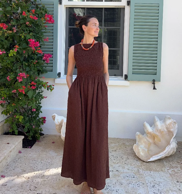 Denim mini dresses with distressed details The Cosima Nap Dress - Chocolate Tonal Seersucker Denim mini dresses with distressed details The Cosima Nap Dress - Chocolate Tonal Seersucker