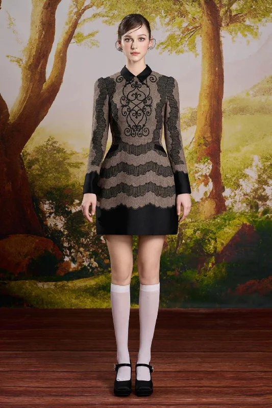 Printed mini dresses for a casual day out Taylor A-line Long Sleeved Tweed Mini Dress Printed mini dresses for a casual day out Taylor A-line Long Sleeved Tweed Mini Dress