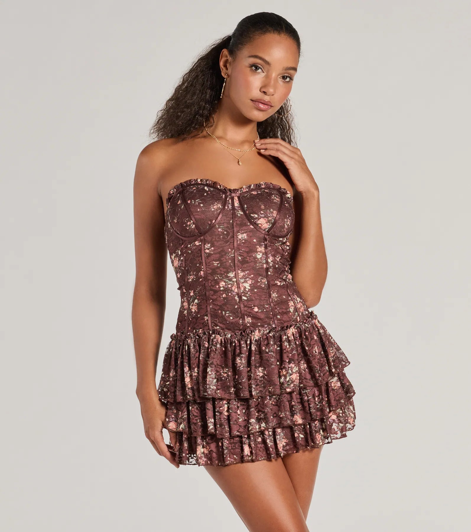 Mini dresses with patchwork designs for a unique style Flirty Fleur Strapless Floral Lace Mini Dress Mini dresses with patchwork designs for a unique style Flirty Fleur Strapless Floral Lace Mini Dress