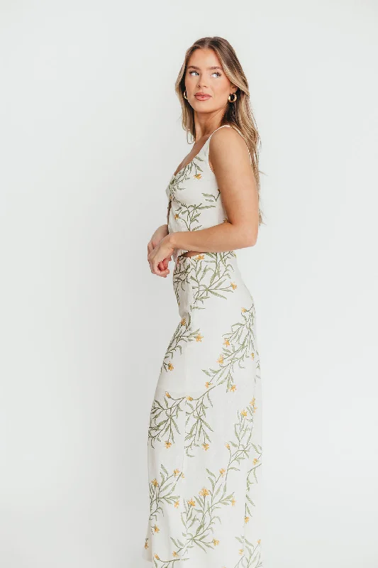 Midi dresses with button - down skirts for a unique and functional design Sawyer Vest Tank and Maxi Skirt Set in Cream Floral Midi dresses with button - down skirts for a unique and functional design Sawyer Vest Tank and Maxi Skirt Set in Cream Floral