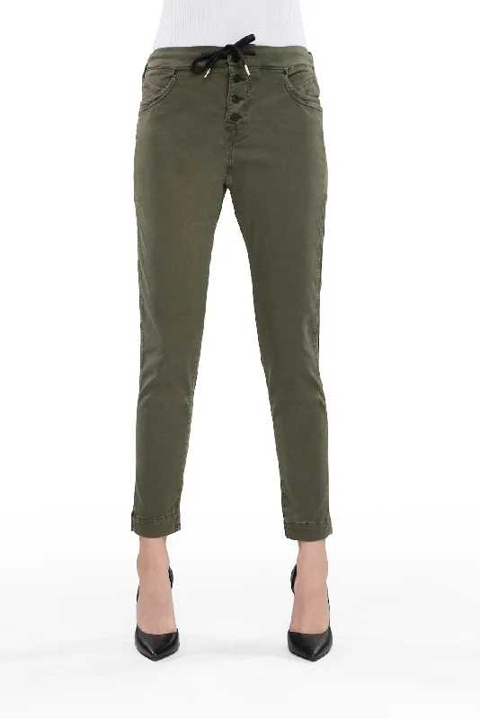 Plus Size Women's Elastic - Waist Culottes in Earth TonesElena Khaki