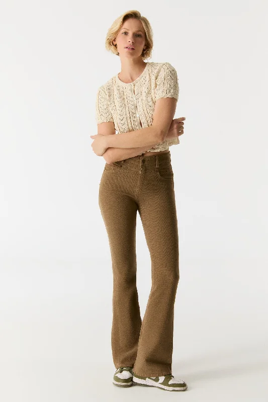 Plus Size Women's Drawstring - Waist Loungewear Pants in Soft FabricsMatilda Cord High Waist Pants Beige Plus Size Women's Drawstring - Waist Loungewear Pants in Soft FabricsMatilda Cord High Waist Pants Beige