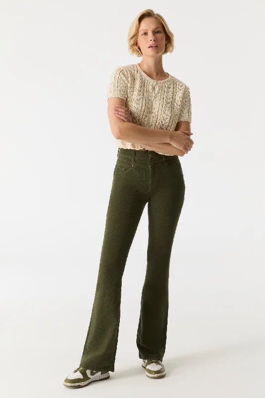 Plus Size Women's Patchwork - Design Jeans for a Unique AppearanceMatilda Cord High Waist Pants Green Plus Size Women's Patchwork - Design Jeans for a Unique AppearanceMatilda Cord High Waist Pants Green