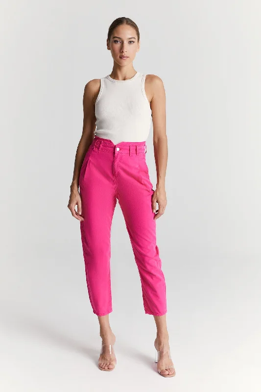 Plus Size Women's Drawstring - Waist Loungewear Pants in Soft FabricsCamila High Waist Paperbag Chino Pants Pink Plus Size Women's Drawstring - Waist Loungewear Pants in Soft FabricsCamila High Waist Paperbag Chino Pants Pink