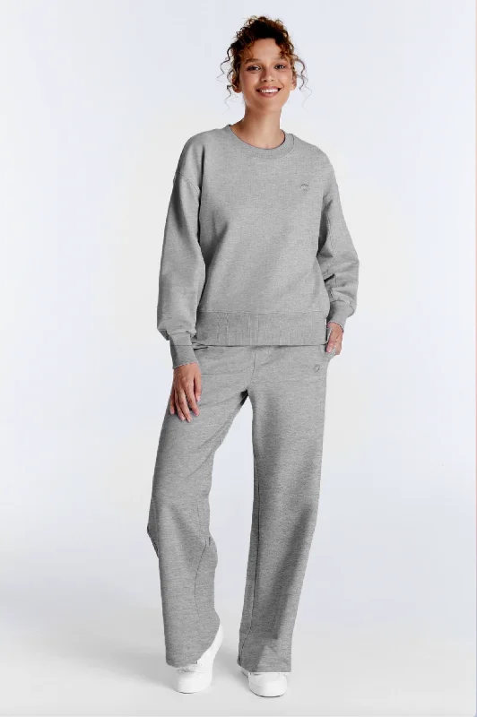 Plus Size Women's Drawstring - Waist Loungewear Pants in Soft FabricsLea Elastic Waist Pants Grey Melange Plus Size Women's Drawstring - Waist Loungewear Pants in Soft FabricsLea Elastic Waist Pants Grey Melange