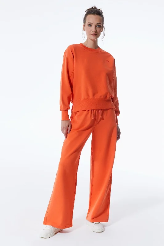Wide - Leg Women's Chiffon Palazzo Pants for a Flowy AppealLea Elastic Waist Pants Orange Wide - Leg Women's Chiffon Palazzo Pants for a Flowy AppealLea Elastic Waist Pants Orange