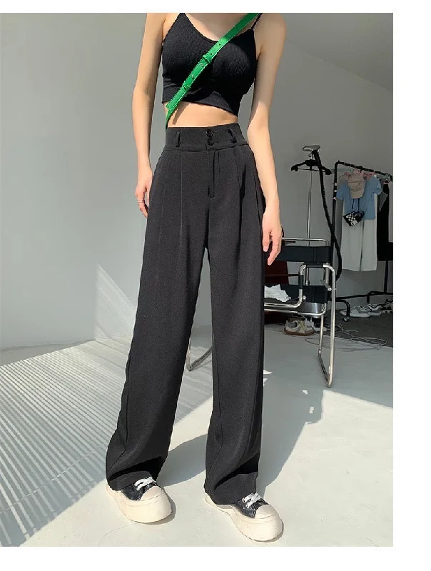 Bootcut Style Women's Stretch Denim Jeans in Dark WashKorean Baggy Pants