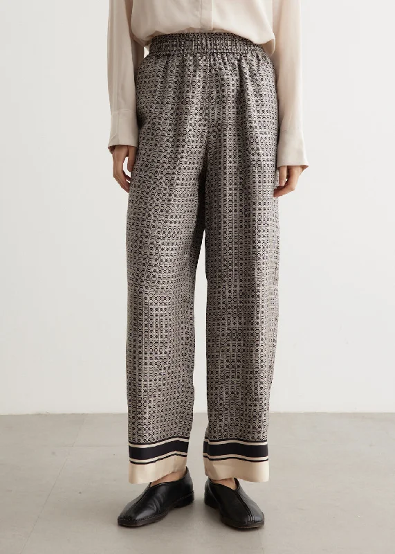 Ankle - Length Women's Printed Joggers for TravelingSignat Silk Gathered Pants