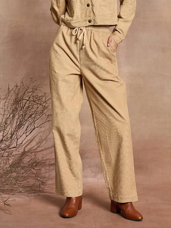Tapered Leg Women's Wool Blend Trousers for WinterWomen Beige Corduroy Straight Pants Tapered Leg Women's Wool Blend Trousers for WinterWomen Beige Corduroy Straight Pants