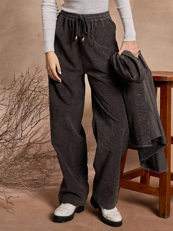 Skinny Fit Women's Leather Look Leggings for a Rocker VibeWomen Dark Grey Corduroy Straight Pants Skinny Fit Women's Leather Look Leggings for a Rocker VibeWomen Dark Grey Corduroy Straight Pants