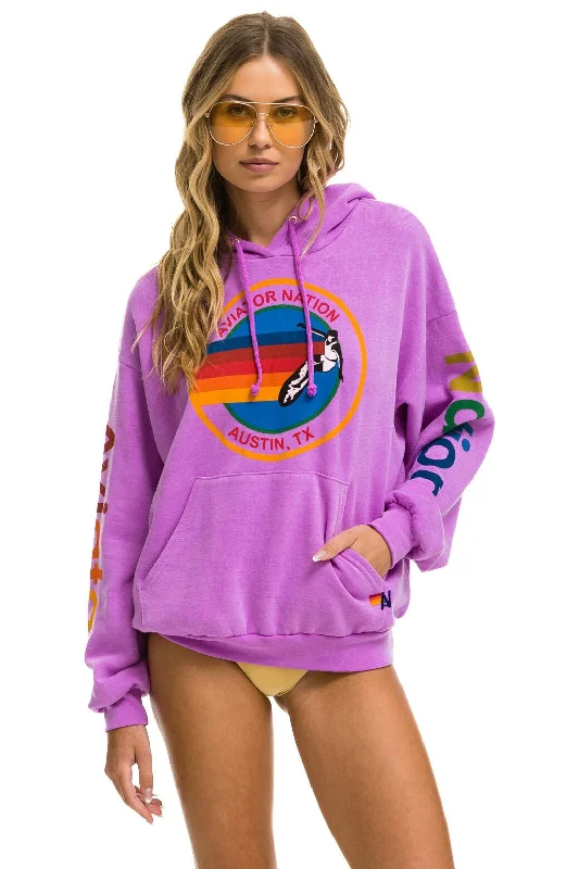 Women's quarter - zip sweatshirt made of organic cotton for eco - conscious fashionAVIATOR NATION AUSTIN RELAXED PULLOVER HOODIE - NEON PURPLE Women's quarter - zip sweatshirt made of organic cotton for eco - conscious fashionAVIATOR NATION AUSTIN RELAXED PULLOVER HOODIE - NEON PURPLE