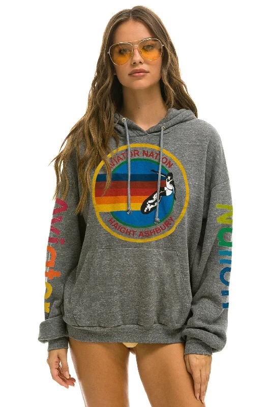 Women's crew - neck sweatshirt in a heather gray shade for a classic and versatile optionAVIATOR NATION HAIGHT ASHBURY RELAXED PULLOVER HOODIE - HEATHER GREY Women's crew - neck sweatshirt in a heather gray shade for a classic and versatile optionAVIATOR NATION HAIGHT ASHBURY RELAXED PULLOVER HOODIE - HEATHER GREY