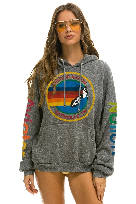 Women's color - block hoodie combining bold hues for a fashion - forward statementAVIATOR NATION NASHVILLE RELAXED PULLOVER HOODIE - HEATHER GREY Women's color - block hoodie combining bold hues for a fashion - forward statementAVIATOR NATION NASHVILLE RELAXED PULLOVER HOODIE - HEATHER GREY