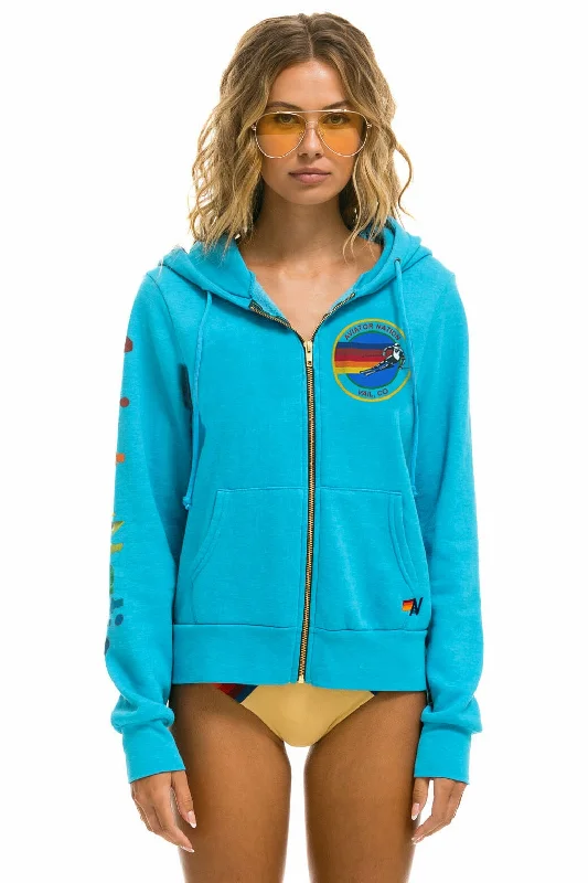 Women's quarter - zip sweatshirt made of organic cotton for eco - conscious fashionAVIATOR NATION VAIL ZIP HOODIE - NEON BLUE Women's quarter - zip sweatshirt made of organic cotton for eco - conscious fashionAVIATOR NATION VAIL ZIP HOODIE - NEON BLUE