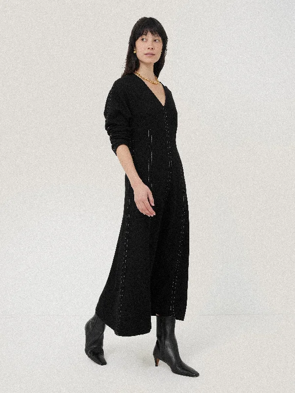Lace - Embellished Women Dress for an Elegant and Sophisticated AppearanceBatwing Stitched Dress | Black