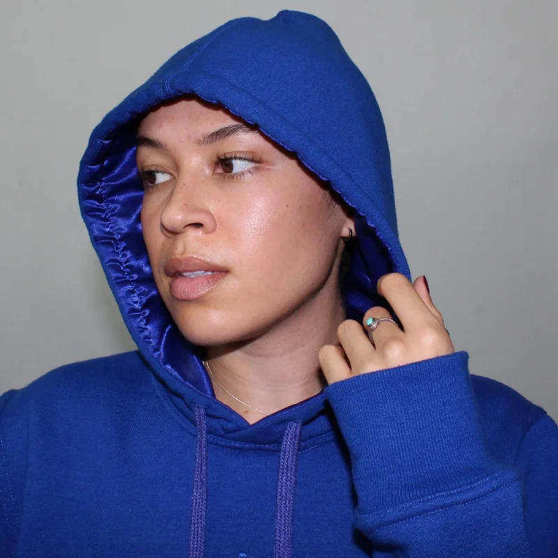 Satin Lined Hoodie - Blue