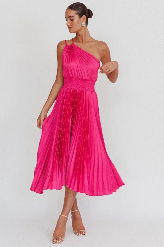 Little Black Women Dress with Sequins for a Glamorous Night OutCalissa One Shoulder Pleated Midi Dress Magenta