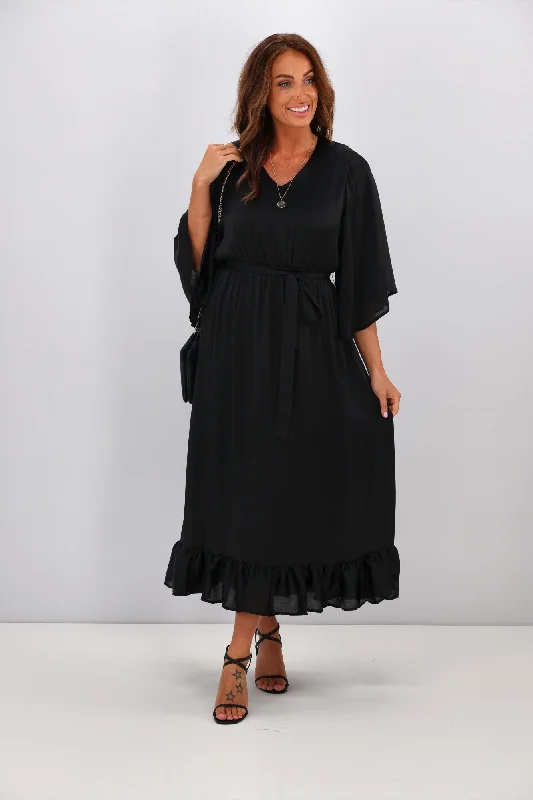 Plus Size Women Dress with a Flattering A - Line Cut for Comfort and StyleCelebration by Shine On Chelsea Dress Black