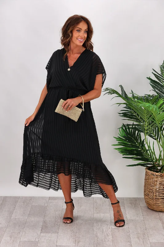 Wrap - Style Women Dress with Adjustable Fit for All Body TypesCelebration by Shine On Skylah Midi Dress Black