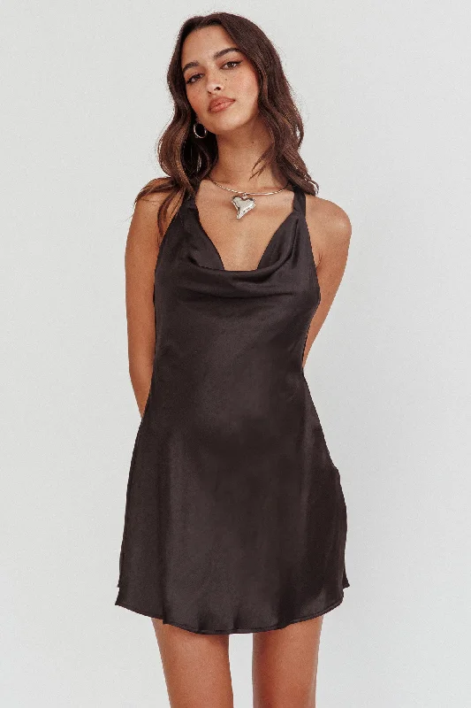 Halter Neck Women Dress to Show Off the Shoulders and NecklineChampagne Showers Halterneck Slip Mini Dress Black Halter Neck Women Dress to Show Off the Shoulders and NecklineChampagne Showers Halterneck Slip Mini Dress Black