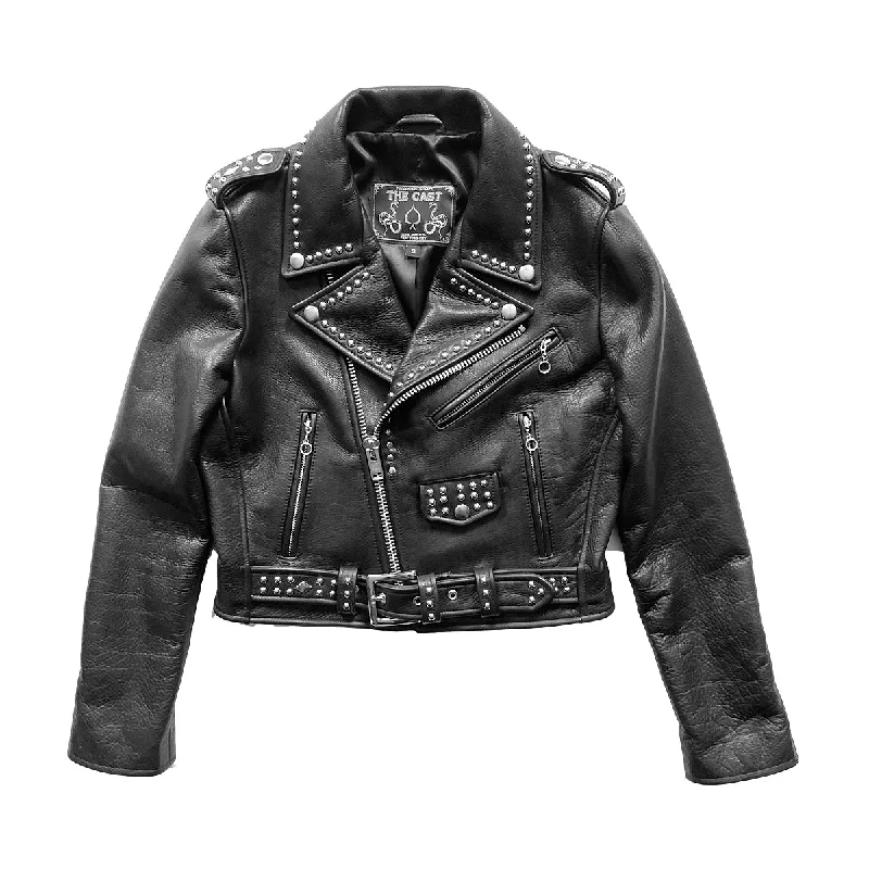 Bomber men jackets with ribbed cuffs for a classic 80s styleCROPPED STUDDED BOWERY JACKET Bomber men jackets with ribbed cuffs for a classic 80s styleCROPPED STUDDED BOWERY JACKET