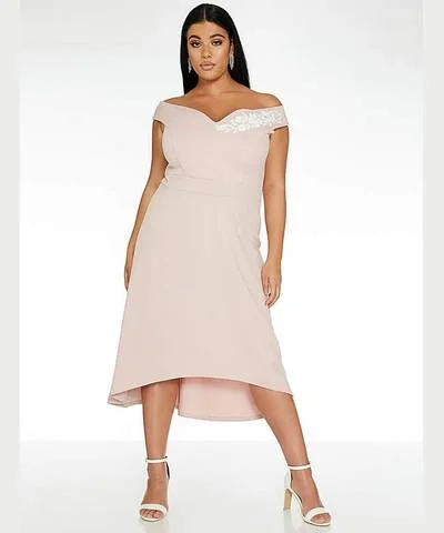 Off - the - Shoulder Women Dress for a Romantic and Feminine LookCurve High Low Dress Pink