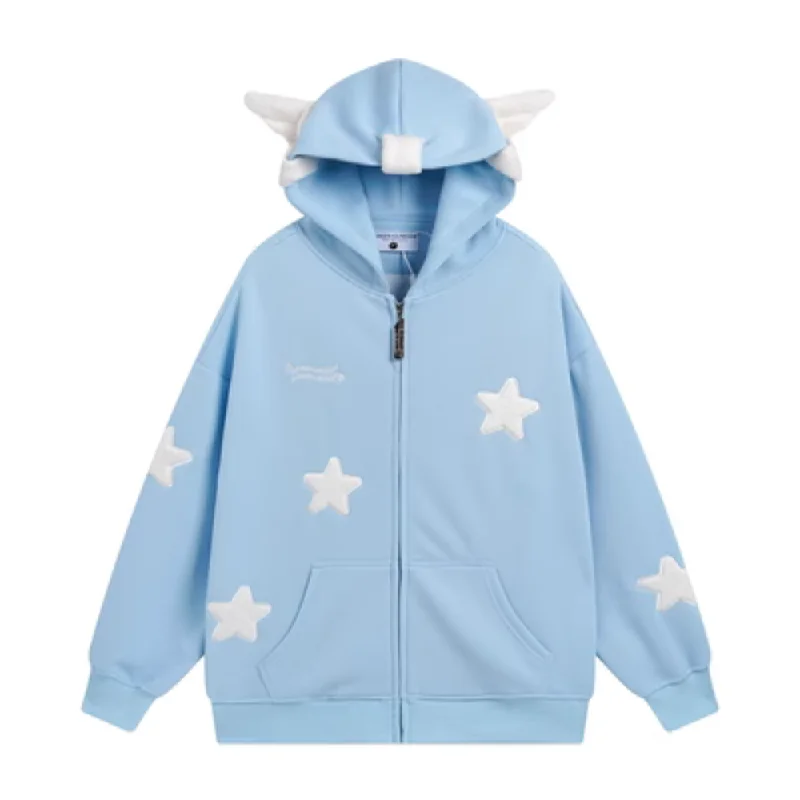 Solid Color 3D Stars Hoodie