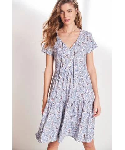 Off - the - Shoulder Women Dress for a Romantic and Feminine LookDitsy Blue Tiered Dress