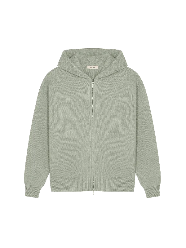 Womens DNA Recycled Cashmere Zipped Hoodie—moss green