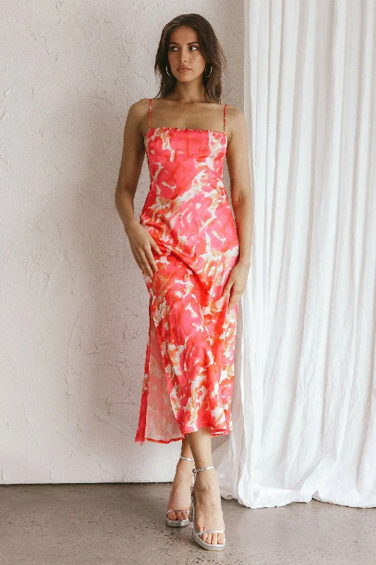 Sleeveless Women Dress in Bright Colors for Summer PartiesDolce Life Low Back Midi Dress Floral Pink Sleeveless Women Dress in Bright Colors for Summer PartiesDolce Life Low Back Midi Dress Floral Pink