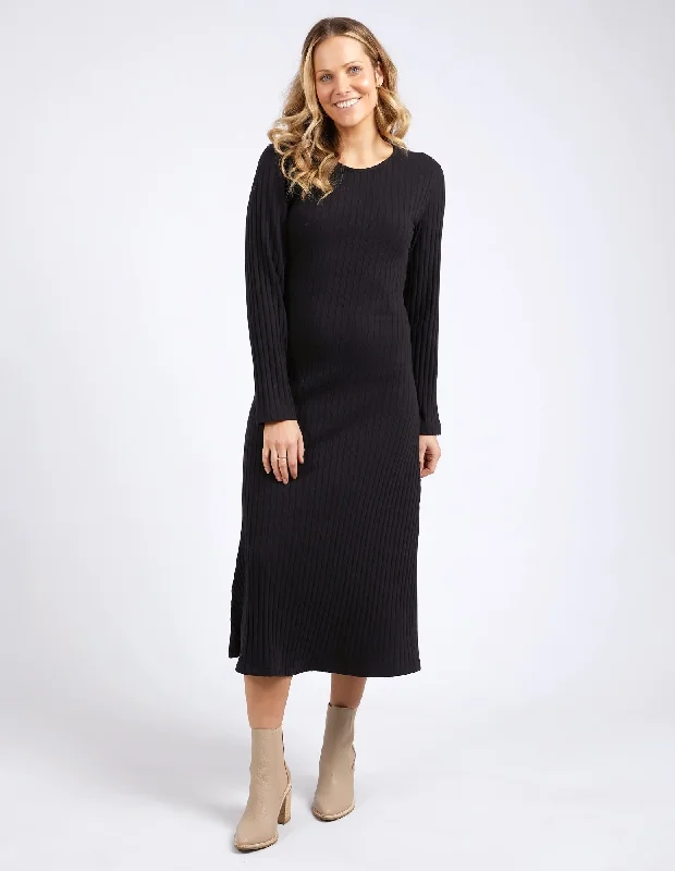 Long - Sleeve Women Dress in Velvet for a Luxurious Winter LookFoxwood Huntleigh Rib Dress Black
