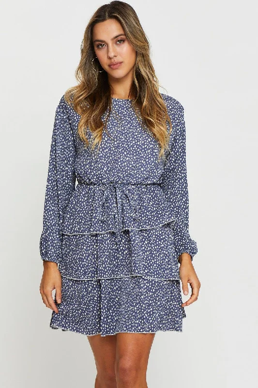 Wrap - Style Women Dress with Adjustable Fit for All Body TypesGeo Print Mini Dress Low Rise