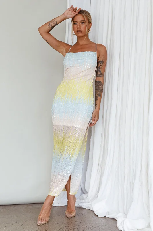 Off - the - Shoulder Women Dress for a Romantic and Feminine LookGleaming Diamante Strap Midi Dress Sequin Lemon