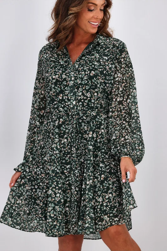 Backless Women Dress for a Sexy and Alluring Look at Evening EventsGloss by Shine On Reece Godet Shirt Dress Olive Animal