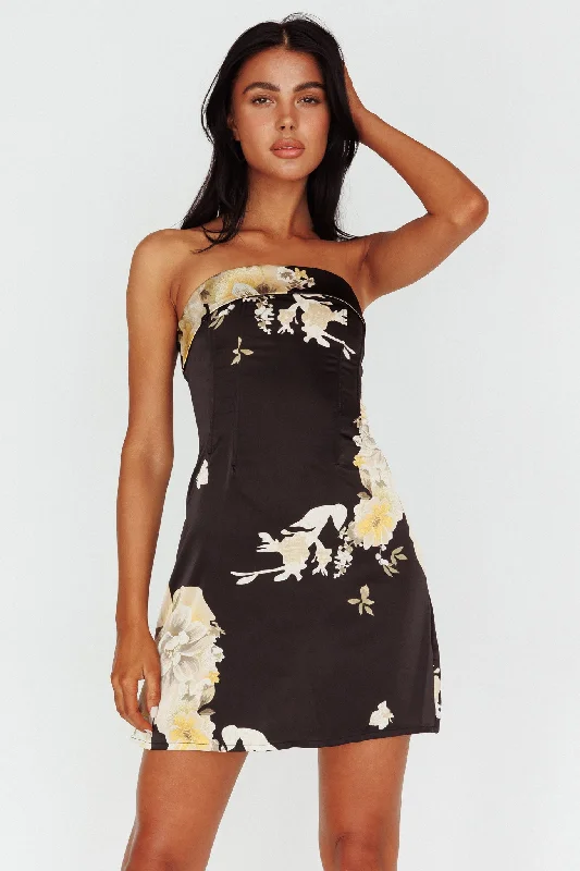 Plus Size Women Dress with a Flattering A - Line Cut for Comfort and StyleGovana Foldover Neckline Mini Dress Print Black Plus Size Women Dress with a Flattering A - Line Cut for Comfort and StyleGovana Foldover Neckline Mini Dress Print Black